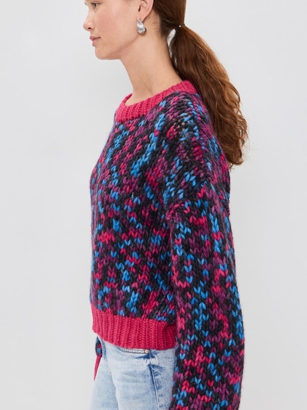 Mother Chunk of Chain wool alpacalong sleeve cropped sweater multi color M